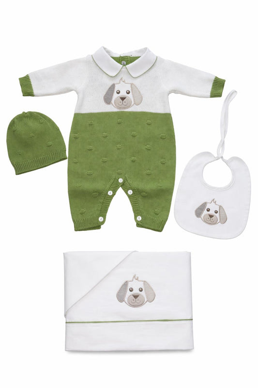 Coordinato Filo Cotone Verde Cagnolino