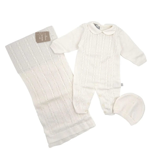 Coordinato In Filo di Cotone Motivo Treccia