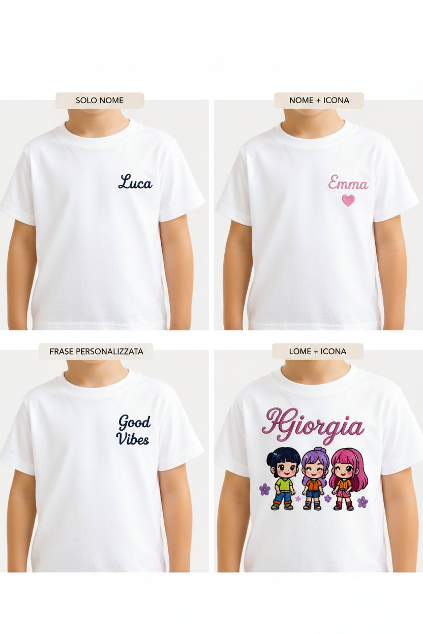 T-Shirt Bambino Personalizzata Ricamata